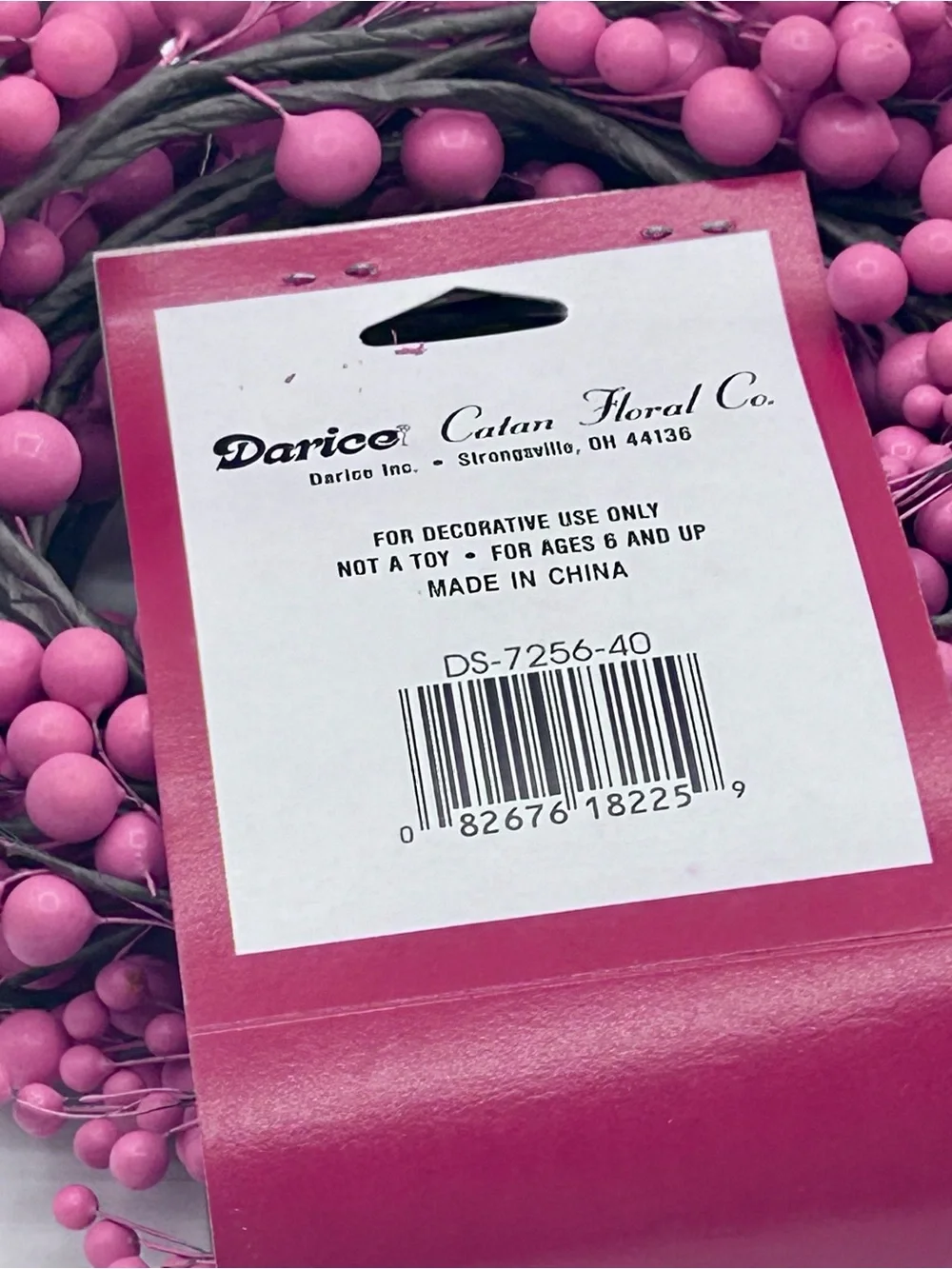 Vintage Darice Wild Berry Garland Pink Brown 6 Ft New
